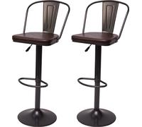 lot de 2 tabourets de bar HWC-H10a, tabouret de bar, hauteur réglable pivotant Industrial similicuir métal ~ marron vintage