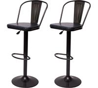 lot de 2 tabourets de bar HWC-H10a, tabouret de bar, hauteur réglable pivotant Industrial similicuir métal ~ gris vintage