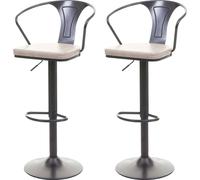 Lot De 2 Tabourets De Bar Hwc-H10b, Réglables En Hauteur, Accoudoirs Pivotant Vintage Noir-Crème Multicolore