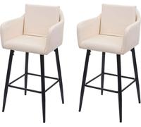 2x Tabouret De Bar Hwc-H93, Tabouret De Comptoir, Repose-Pieds Métal Similicuir Crème-Beige Multicolore