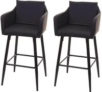 lot de 2 tabourets de bar HWC-H93, chaise de bar tabouret de comptoir, repose-pieds métal ~ similicuir noir