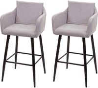 lot de 2 tabourets de bar HWC-H93, chaise de bar tabouret de comptoir, repose-pieds métal ~ tissu/textile gris clair