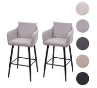 Lot de 2 Tabourets de bar HWC-H93 - Repose-pieds métal - Tissu/textile gris clair