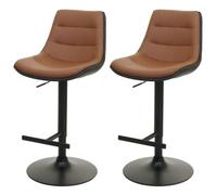 Lot de 2 tabourets de bar HWC-L85, chaise de bar tabouret de comptoir tabouret pivotant, hauteur réglable avec dossier similicuir brun