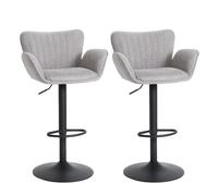 Lot de 2 tabourets de bar HWC-M67, chaise de bar, avec accoudoirs repose-pieds pivotant tissu/textile fer gris clair pied noir Multicolore