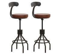 lot de 2 tabourets de bar HWC-N22, chaise de bar, hauteur réglable pivotant repose-pieds, acier industriel similicuir ~ brun