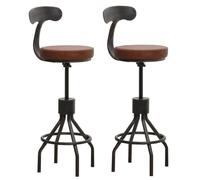 lot de 2 tabourets de bar HWC-N22, chaise de bar, hauteur réglable pivotant repose-pieds, acier industriel similicuir ~ brun