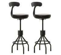 Mendler Lot de 2 tabourets de Bar HWC-N22, Chaise de Bar, Hauteur réglable pivotant Repose-Pieds, Acier Industriel Similicuir - Noir