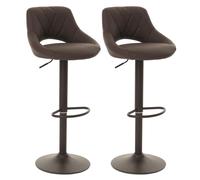 Lot de 2 tabourets de bar HWC-N64, chaise de bar tabouret de comptoir, repose-pieds pivotant, similicuir métal brun
