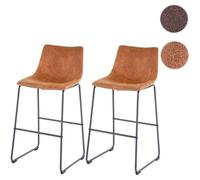 Lot de 2 tabourets de bar HWC - Style vintage imitation daim - Marron