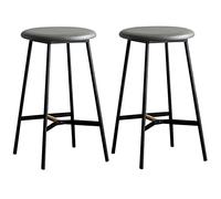 Lot de 2 tabourets de bar industriels à dossier haut pour cafés et pubs, cadre en fer, hauteur 66,2 cm, capacité de 136,1 kg, gris, 65 cm