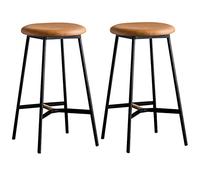 Lot de 2 tabourets de bar industriels, chaises de comptoir de cuisine, pub, cadre en fer, 66/76,2 cm de hauteur, capacité de 136,1 kg, jaune, parfaits pour les cafés et les bars