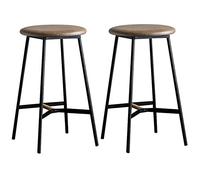 Lot de 2 tabourets de bar industriels de 66/76,2 cm de haut, siège en métal, capacité de 136,1 kg, parfaits pour les cafés, pubs et bars à domicile - Marron