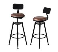 Lot de 2 Tabourets de Bar Industriels - Style Rétro Industriel - Hauteur Réglable - Avec Dossier - Pivotant à 360° - Charge Maximale : 200 kg (2 Pièces)