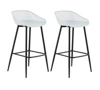 IDIMEX Lot de 2 tabourets de Bar IREK Chaise Haute pour Cuisine ou comptoir, Assise en Plastique Blanc et Pieds en métal Noir, Hauteur d'assise 75 cm