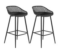IDIMEX Lot de 2 tabourets de Bar IREK Chaise Haute pour Cuisine ou comptoir au Design Retro avec accoudoirs, en Plastique et métal Noirs, Hauteur d'assise 75 cm