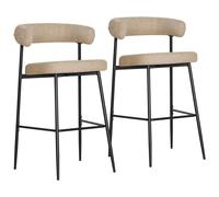Lot de 2 tabourets de bar en tissu jaune chiné THEA