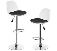 Lot de 2 tabourets de bar JEOBEST - GOLDCMN - blanc et noir - réglables en hauteur
