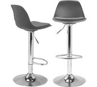 IDMarket – Tabouret de bar Karl – Design – Gris – Lot de 2