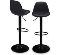 IDMarket - Lot de 2 tabourets de bar Karl - Design noir, pied noir