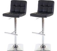 2x Tabouret De Bar Kavala, Chaise Bar/Comptoir, Avec Dossier Noir, Similicuir, Pied En Acier Chromé Multicolore