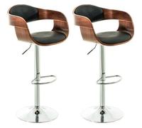 Lot de 2 tabourets de bar Kingstone similicuir , Noyer - Noir
