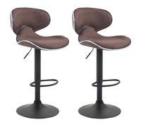 Lot de 2 tabourets de bar Las Vegas V2 tissu - Marron-Noir - Réglable en hauteur - Intérieur - Adulte