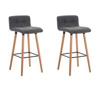 CLP Tabourets de bar Lincoln V2 – Lot de 2, tissu rembourré, dossier & repose-pied Gris clair/Natura