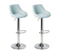 Lot de 2 tabourets de bar LUCCA Tissu Bleu clair