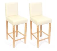Mendler Lot de 2 tabourets de bar M37, simili-cuir mat crème, pieds clairs multicolore