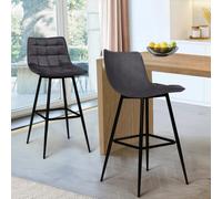 IDMarket - Lot de 2 tabourets de Bar Mady en Velours Gris foncé