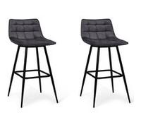 IDMarket - Lot de 2 tabourets de Bar Mady en Velours Gris foncé