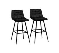 IDMarket - Lot de 2 tabourets de Bar Mady en Velours Noir