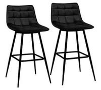 IDMarket - Lot de 2 tabourets de Bar Mady en Velours Noir