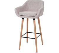 Lot de 2 tabourets de bar Malmö T381 - Chaise bar/comptoir en tissu - Crème gris
