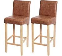 Lot De 2 Tabourets De Bar Hwc-C33 Similicuir, Aspect Daim Marron, Pieds Clairs Multicolore
