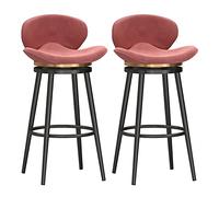 Lot de 2 tabourets de Bar Modernes à Hauteur de comptoir avec Dossier, rembourrés en Velours avec Pieds en métal Noir, chaises de Bar pivotantes pour Salle à Manger, Cuisine, îlot,