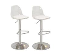 Lot de 2 tabourets de bar modernes en acrylique réglables avec sièges en cuir synthétique et dossier élégant en acrylique transparent pour la maison, la cuisine, tabourets de bar tendance