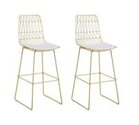 Lot de 2 tabourets de bar modernes en métal, tabouret de comptoir de 75 cm avec dossier et repose-pieds pour bar, café, chaise de salle à manger portable