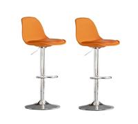 Lot de 2 tabourets de bar modernes pivotants réglables en cuir synthétique avec dossier pour îlot de cuisine (orange)