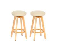 Lot de 2 tabourets de bar Navan bois similicuir pivotant crème, pieds clairs Beige G