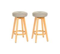 lot de 2 tabourets de bar Navan, chaise de bar tabouret de comptoir, bois similicuir pivotant ~ taupe, pieds clairs