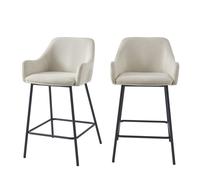Lot de 2 tabourets de bar NILS tissu beige