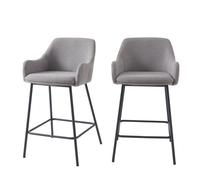 Lot de 2 tabourets de bar NILS tissu gris