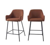 Lot de 2 tabourets de bar NILS tissu terracotta