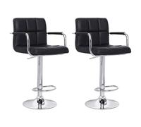 Happy Garden Tabouret de bar Mike – Lot de 2, accoudoirs, assise réglable, repose-pieds, noir