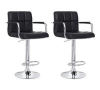 Happy Garden Tabouret de bar Mike – Lot de 2, accoudoirs, assise réglable, repose-pieds, noir