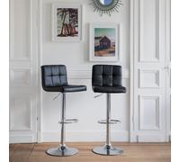 Happy Garden – Tabourets de bar MIKE – Lot de 2 noir, assise réglable, rotation 360°, repose-pieds