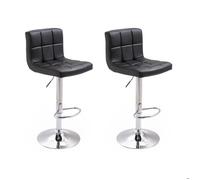 Happy Garden Lot de 2 tabourets de Bar Noir Mike. Chaise de Cuisine au Design Moderne avec Assise réglable en Hauteur, Rotation à 360° et Repose-Pieds. Tabourets avec Dossier Noir.