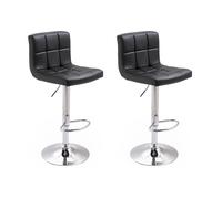 Happy Garden Lot de 2 tabourets de Bar Noir Mike. Chaise de Cuisine au Design Moderne avec Assise réglable en Hauteur, Rotation à 360° et Repose-Pieds. Tabourets avec Dossier Noir.